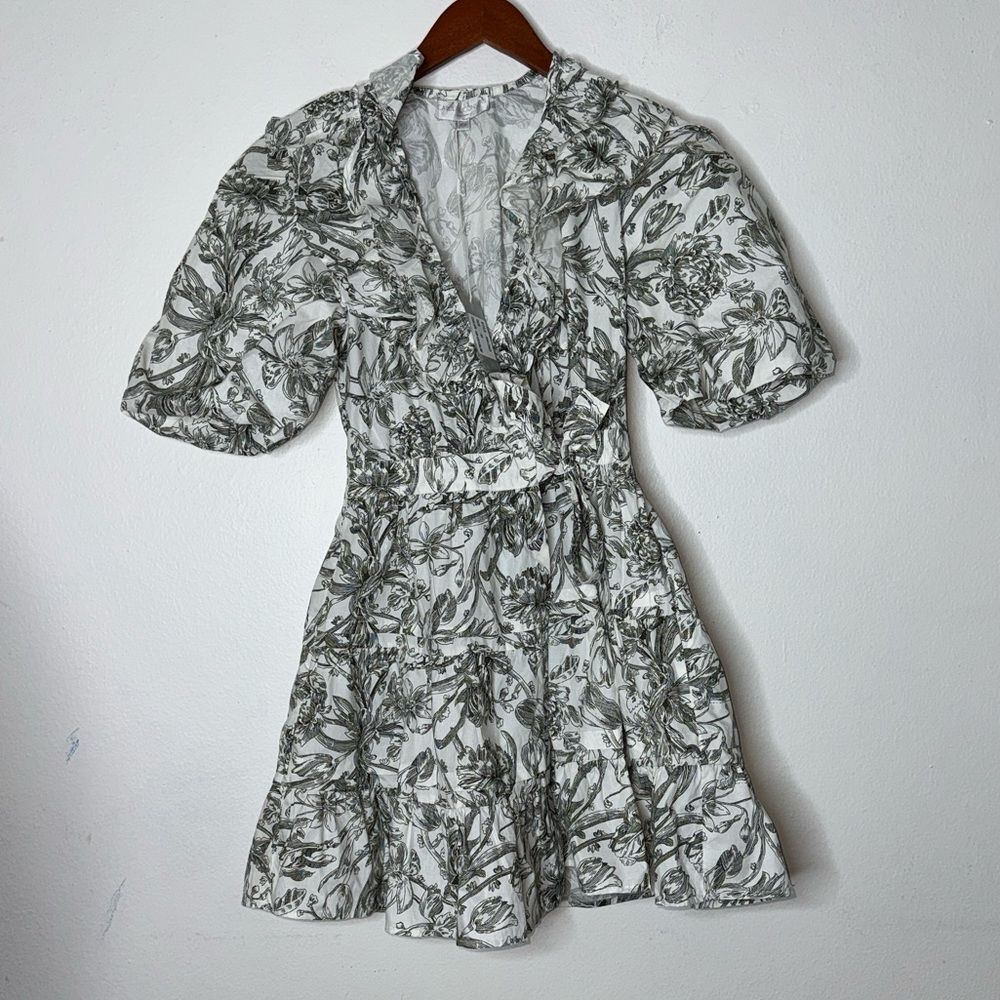 CAROLINE CONSTAS Women’s Ruffled Wrap Side-Tie Mini Dress Size XS